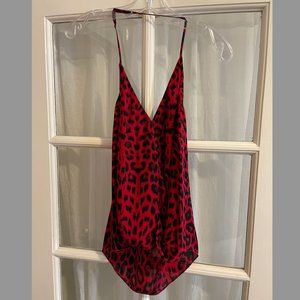 Parker Red Leopard Print Silk Halter Top
